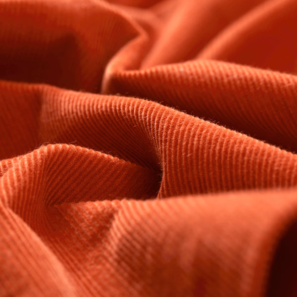 Cord Zip-Up Overshirt - Rust Orange