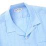 100% Linen Cuban Collar Shirt - Cool Blue