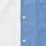 Tencel Cuban Collar Shirt - Dusty Blue & White