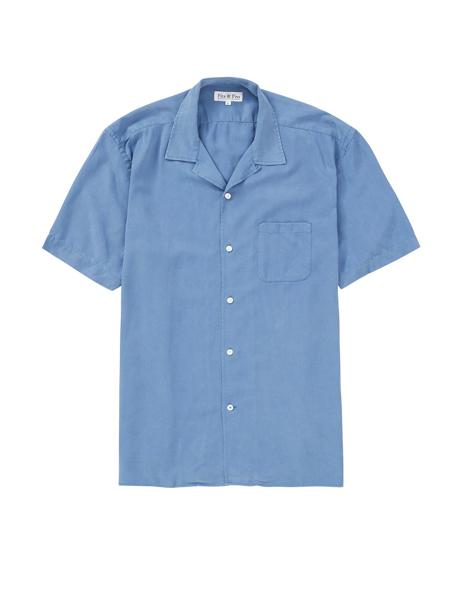 Dusty Blue Tencel Cuban Shirt Fitz & Fro Menswear