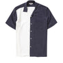 Tencel Cuban Collar Shirt - Navy & White