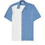 Tencel Cuban Collar Shirt - Dusty Blue & White