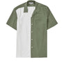 Tencel Cuban Collar Shirt - Moss Green & White