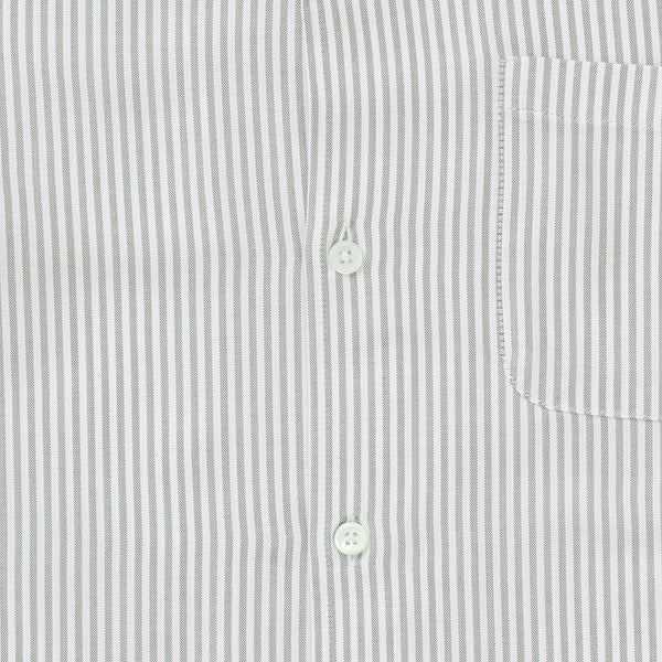 Tencel Cuban Collar Shirt - Green & White Stripe