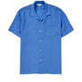 100% Linen Cuban Collar Shirt - 'The Miles' Blue