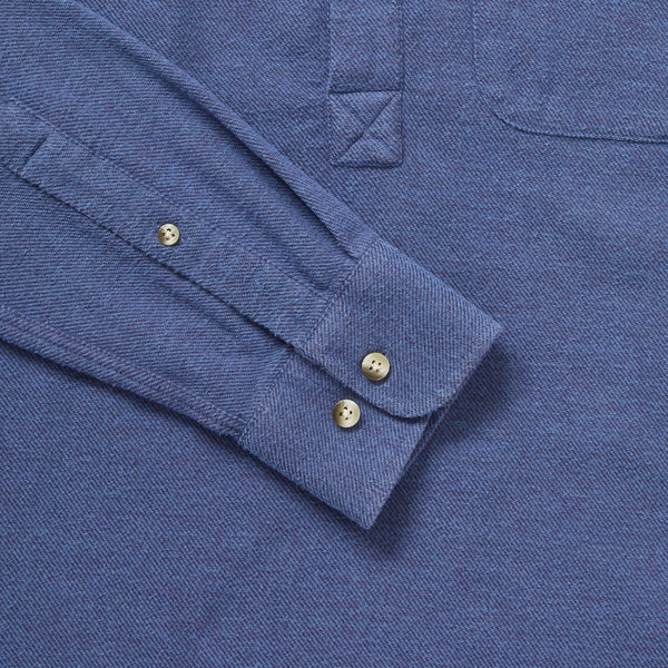 Brushed Organic Cotton Popover Shirt - Blue