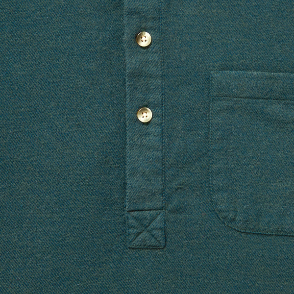 Brushed Organic Cotton Popover Shirt - Dark Green