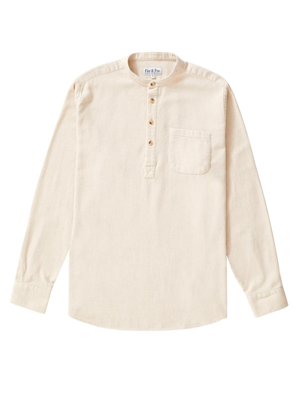 Brushed Organic Cotton Popover Shirt - Ecru