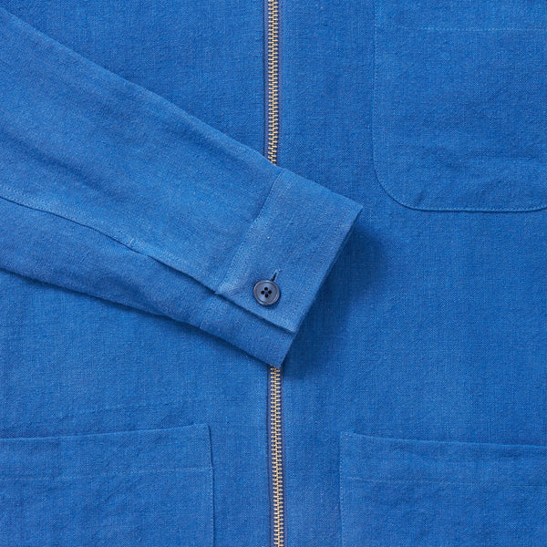 100% Linen Zip-Up Overshirt - ‘The Miles’ Blue