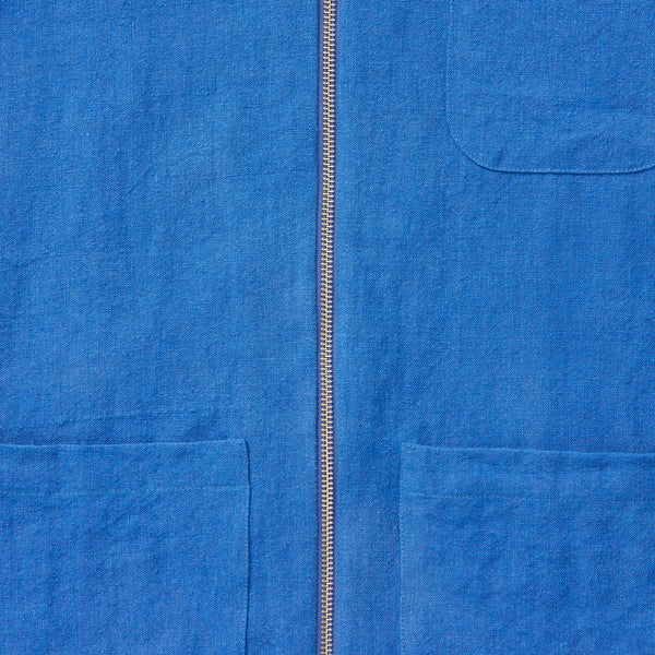 100% Linen Zip-Up Overshirt - ‘The Miles’ Blue