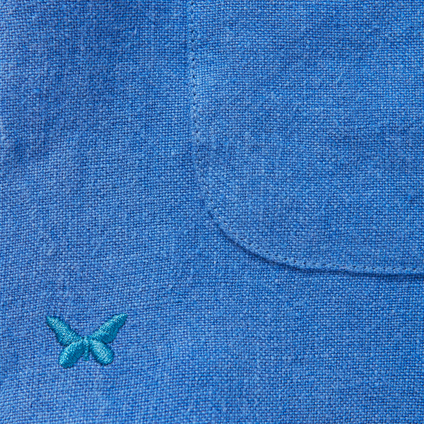 100% Linen Zip-Up Overshirt - ‘The Miles’ Blue