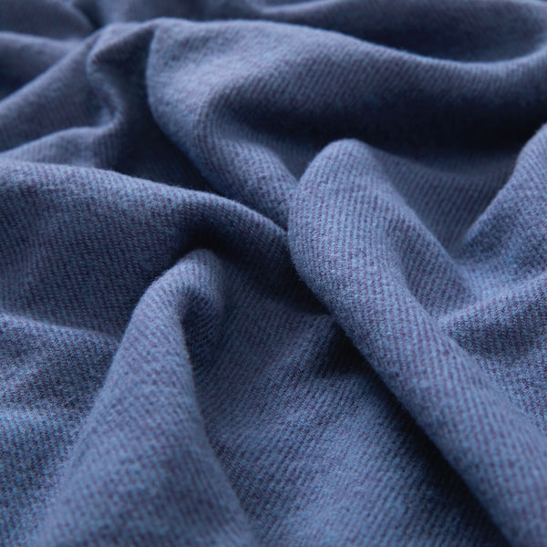 Brushed Organic Cotton Collarless Shirt - Blue