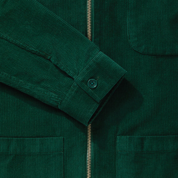 Bottle Green Cord Zip-Up Overshirt - Fitz & Fro