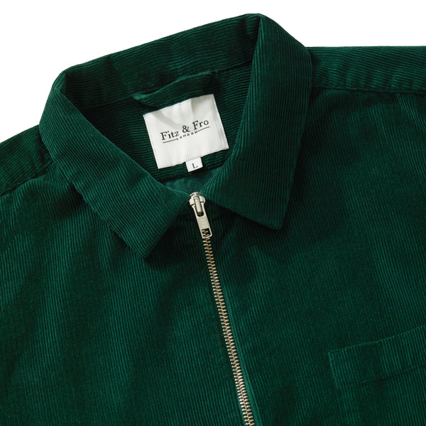 Bottle Green Cord Zip-Up Overshirt - Fitz & Fro