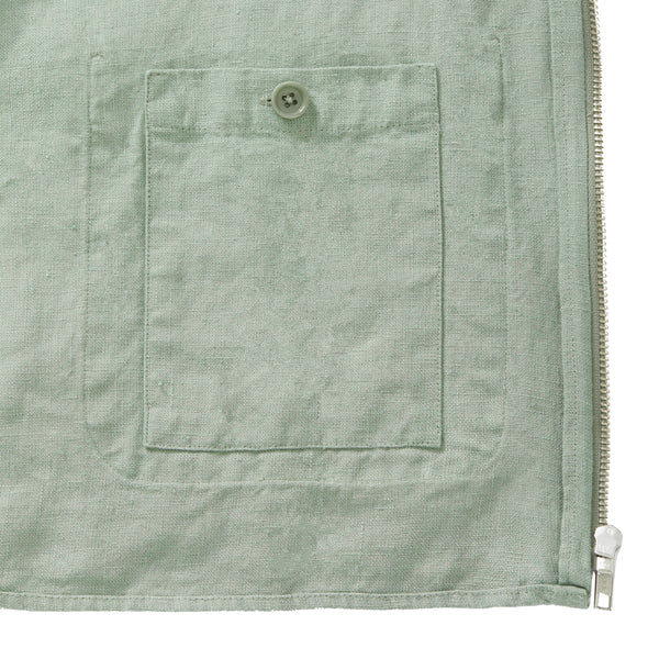 Lichen Green Linen Zip-Up Overshirt - Fitz & Fro