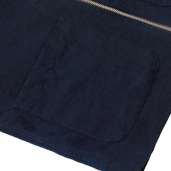 Navy Blue Linen Zip-Up Overshirt - Fitz & Fro