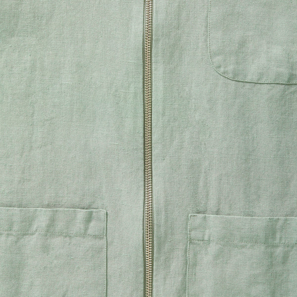 Lichen Green Linen Zip-Up Overshirt - Fitz & Fro