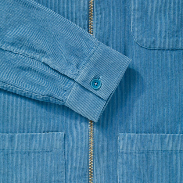 Dusty Blue Cord Zip-Up Overshirt - Fitz & Fro