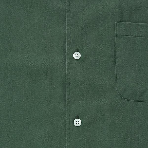 Tencel/Linen Cuban Collar Shirt - Hunter Green
