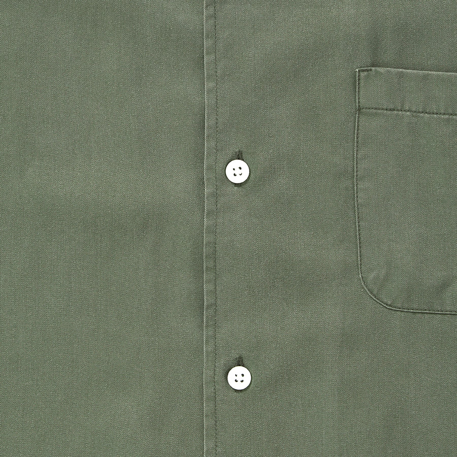 Tencel Cuban Collar Shirt - Moss Green