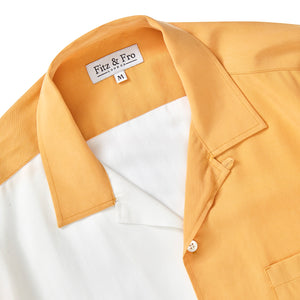 Tencel Cuban Collar Shirt - Apricot & White
