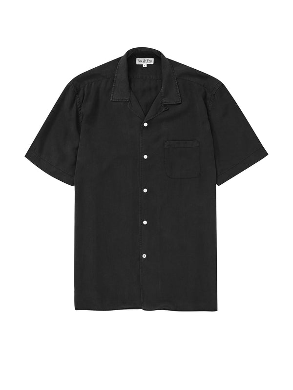 Tencel Cuban Collar Shirt - Black