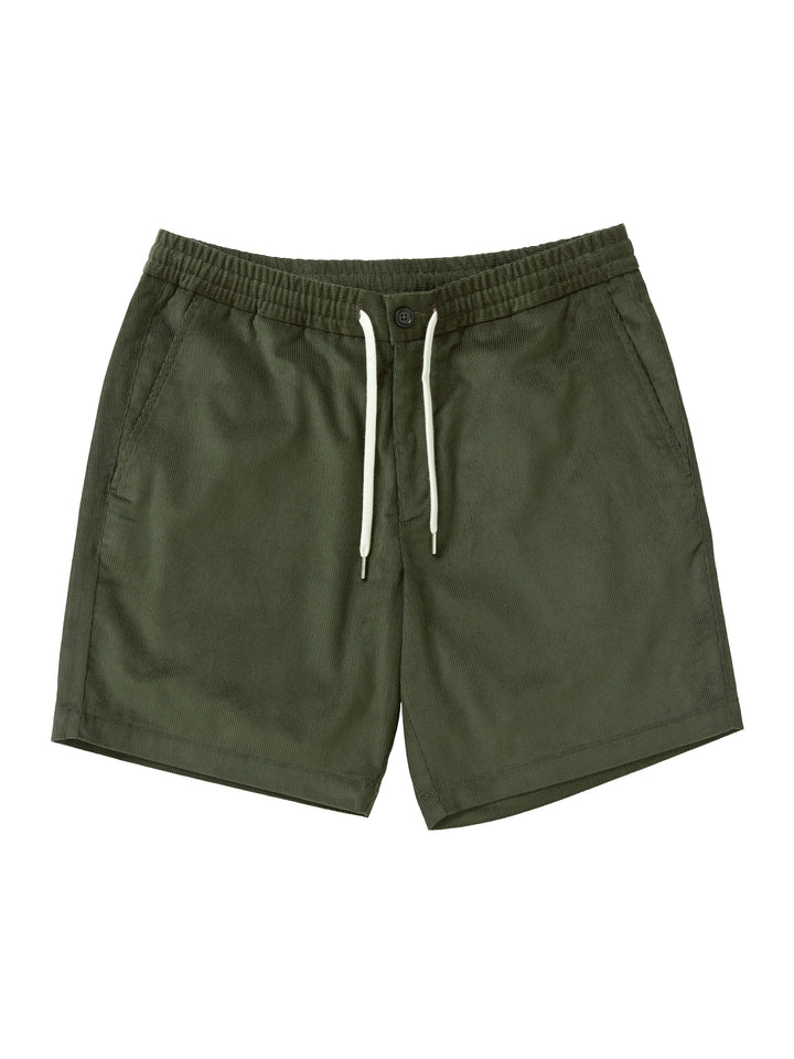 Cord Drawstring Shorts - Dark Olive