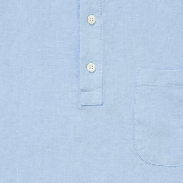 100% Linen Polo Shirt - Cool Blue