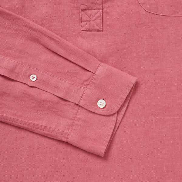 100% Linen Popover Shirt - Cassis