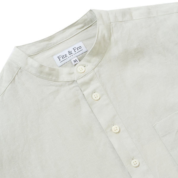 100% Linen Popover Shirt - Light Sage