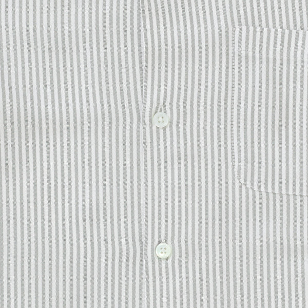 Tencel Cuban Collar Shirt - Green & White Stripe