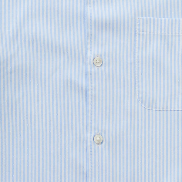 Tencel Cuban Collar Shirt - Blue & White Stripe