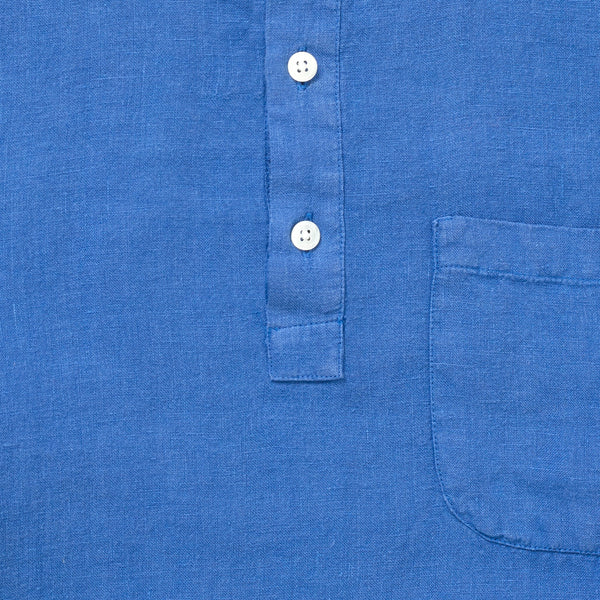 100% Linen Polo Shirt - 'The Miles' Blue