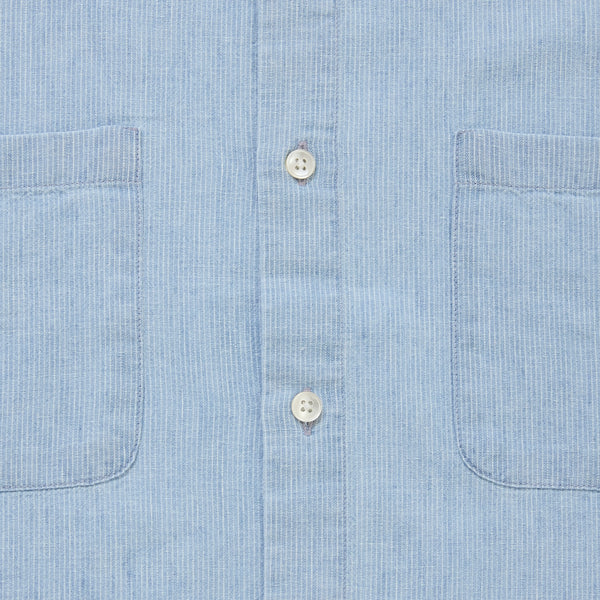 Denim/Linen Short Sleeve - Blue Stripe