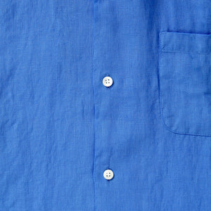 100% Linen Cuban Collar Shirt - 'The Miles' Blue