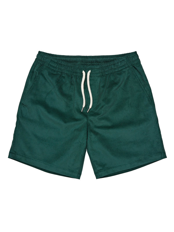 Cord Drawstring Shorts - Bottle Green