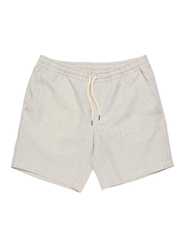 100% Linen Drawstring Shorts - Natural Flax