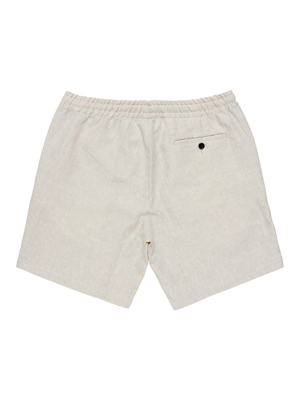 100% Linen Drawstring Shorts - Natural Flax