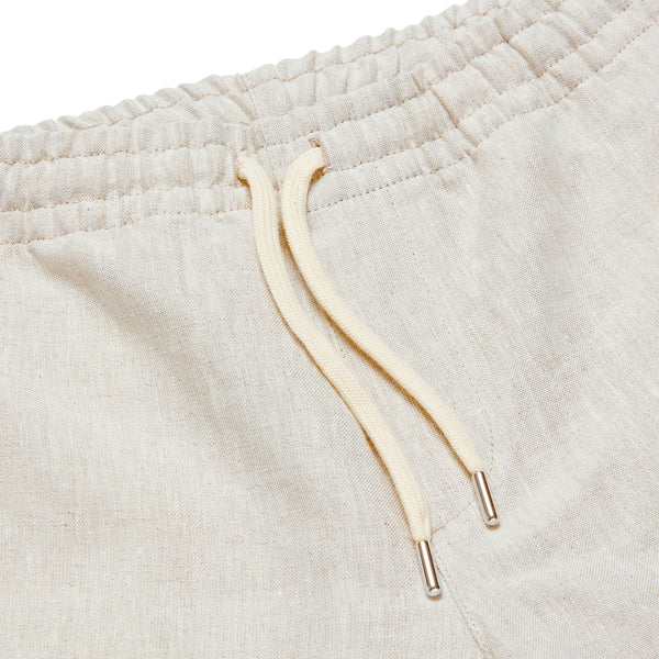 100% Linen Drawstring Shorts - Natural Flax