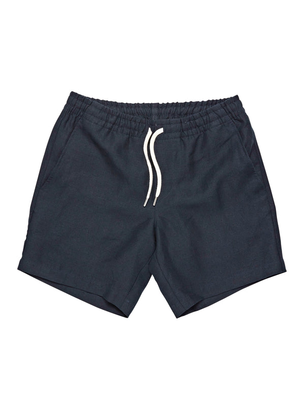 100% Linen Drawstring Shorts - Navy Blue