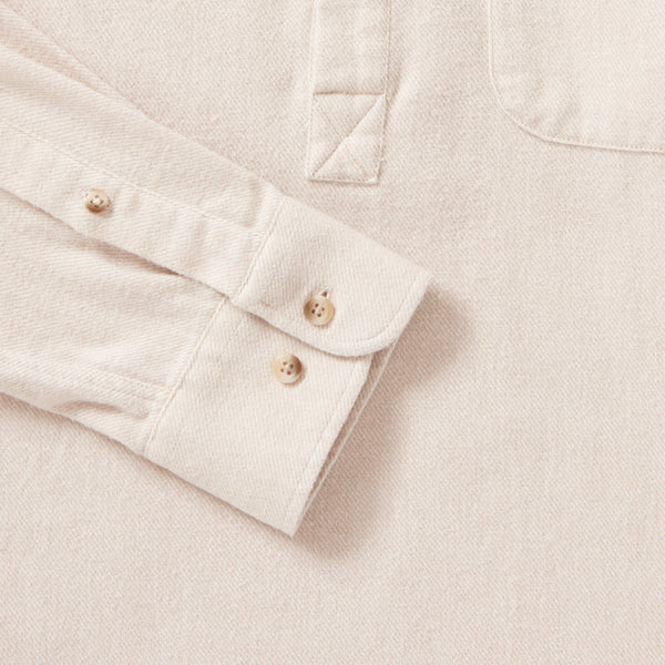 Brushed Organic Cotton Popover Shirt - Ecru