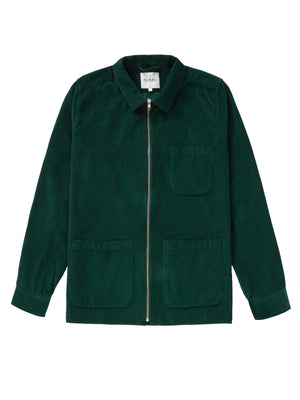 Bottle Green Cord Zip-Up Overshirt - Fitz & Fro