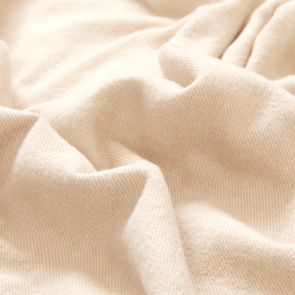 Brushed Organic Cotton Collarless Shirt - Ecru