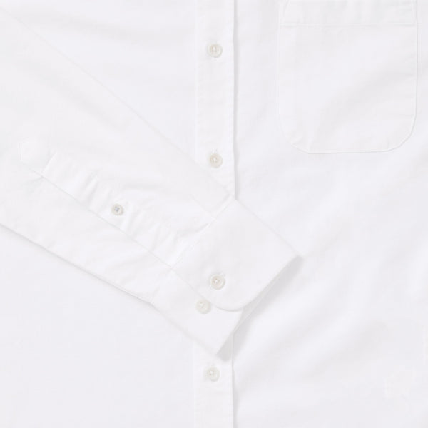 Organic Oxford Collarless Shirt - White