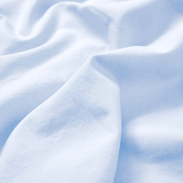 Organic Oxford Collarless Shirt - Light Blue