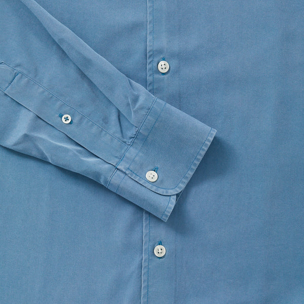 Tencel Collarless Shirt - Dusty Blue