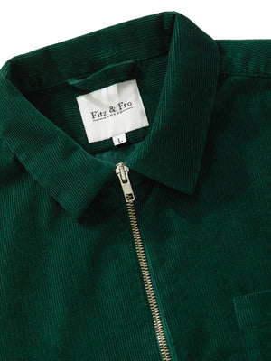 Bottle Green Cord Zip-Up Overshirt - Fitz & Fro