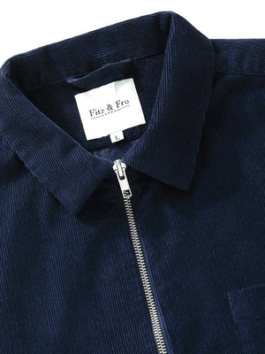 Navy Blue Cord Zip-Up Overshirt - Fitz & Fro
