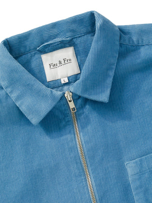 Dusty Blue Cord Zip-Up Overshirt - Fitz & Fro