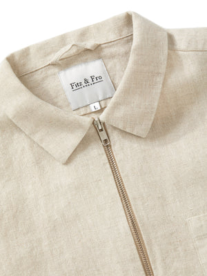 Natural Flax Linen Zip-Up Overshirt - Fitz & Fro